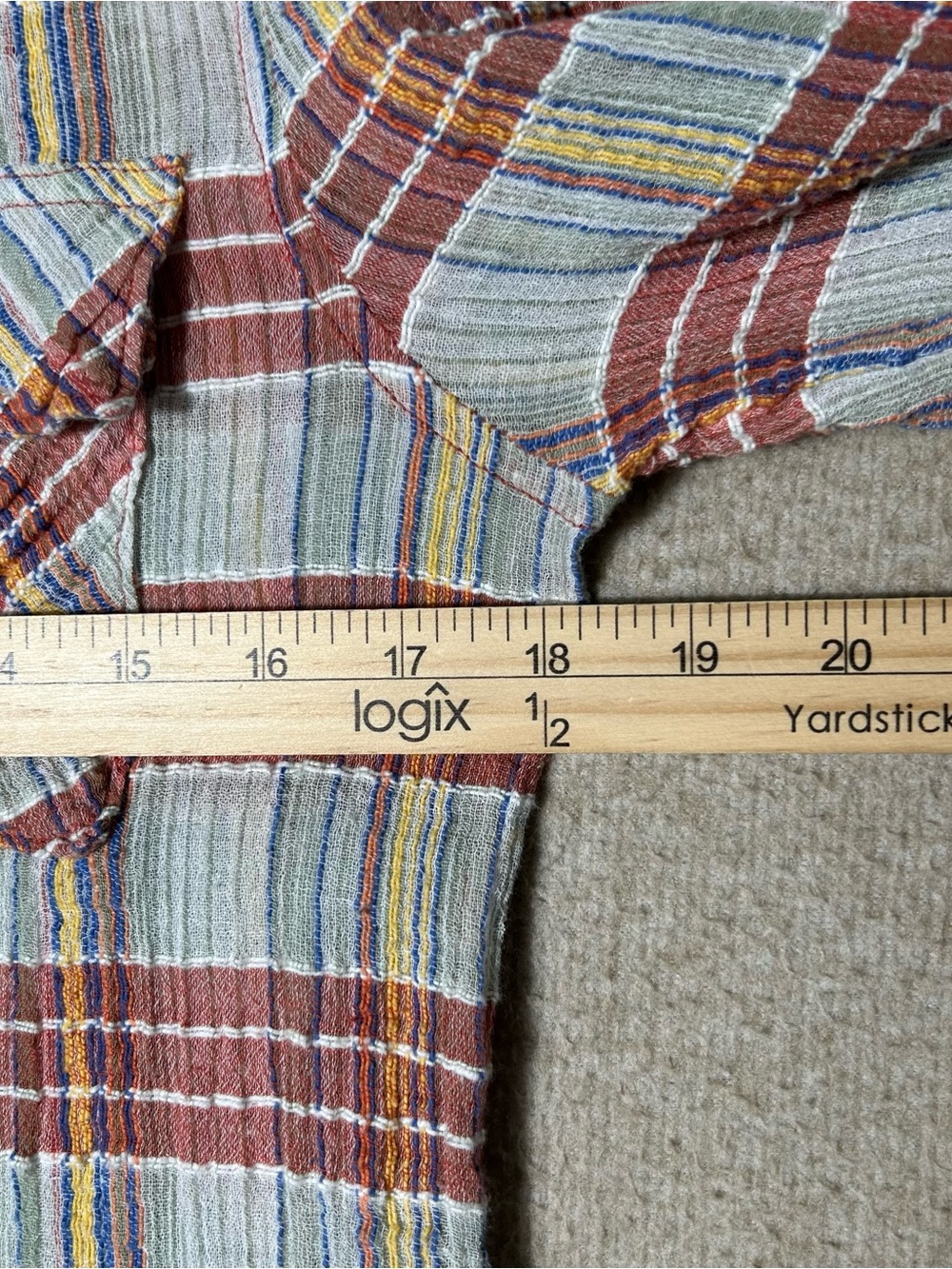 Free People We The Free Gauze Shirt Womens Medium Plaid Long Sleeve Pockets - Picture 3 of 11